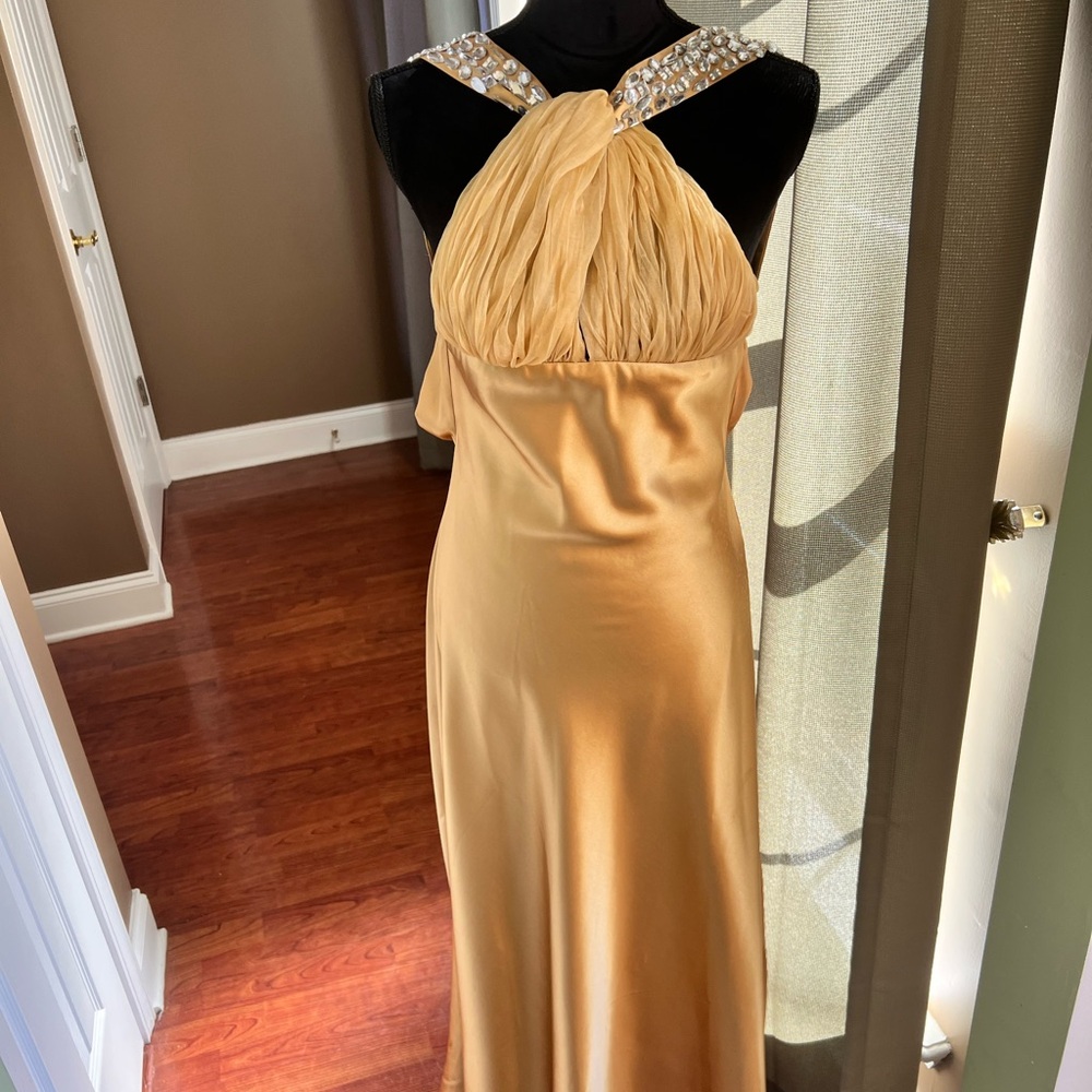 Elegant Gold Evening Dress Size 8